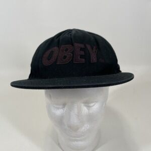 Obey Baseball Hat Black Embroidered Logo Snapback Cap Adult One Size